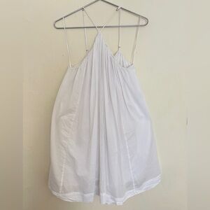 L 100% cotton Abercrombie & Fitch white flowy mini halter dress or summer dress.